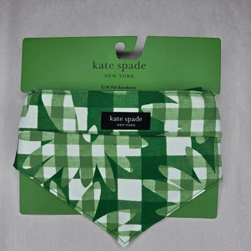 NWT Kate Spade Green Gingham Dog Bandana